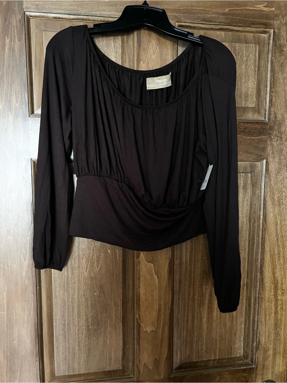 Free People Brown Long-Sleeved Top Women Size Large NWT